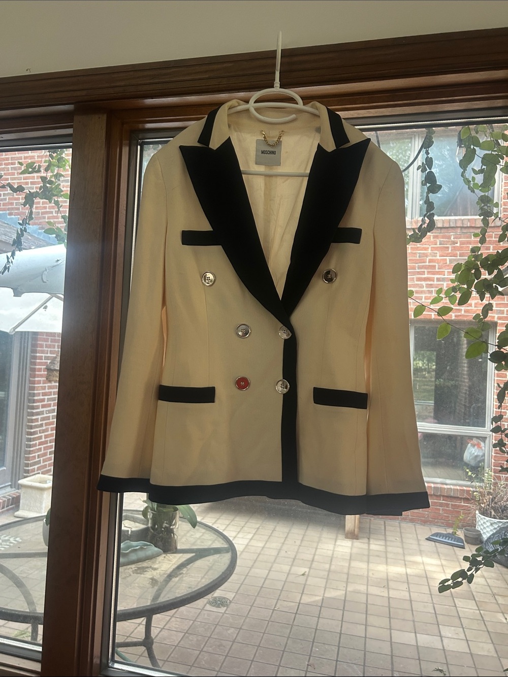 Moschino Cream Blazer with Black Contrast Lapels